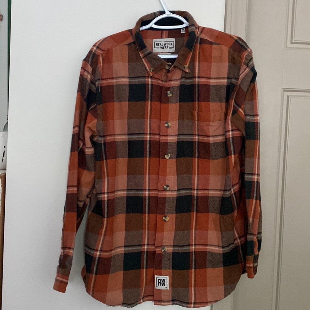 Orange Flannel Button Down